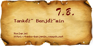 Tankó Benjámin névjegykártya